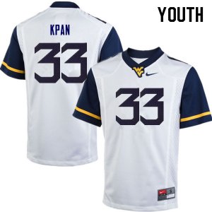 Youth West Virginia Mountaineers NCAA #33 T.J. Kpan White Authentic Nike Stitched College Football Jersey AQ15T60TC